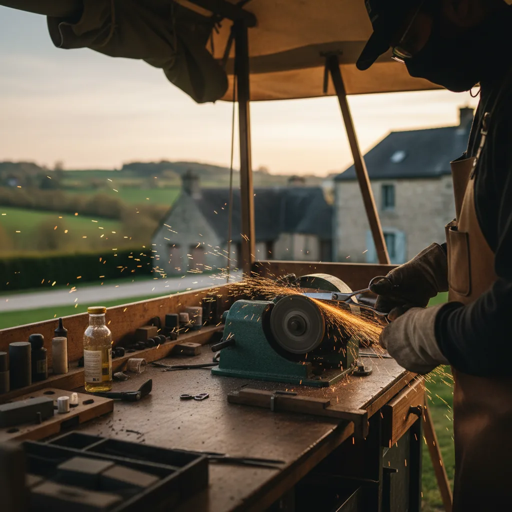 Aiguisage de ciseaux professionnels sur meule en Charente Limousine
